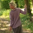 Blouse Émilie – Double gaze de coton prune givrée