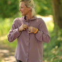 Blouse Émilie – Double gaze de coton prune givrée
