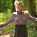 Blouse Émilie – Double gaze de coton prune givrée