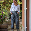Pantalon Brieuc coton sergé tailleur gris perle