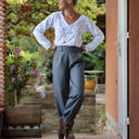 Pantalon Brieuc coton sergé tailleur gris perle