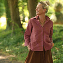 Blouse Lueur — Seersucker figue-noisette