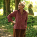 Blouse Lueur — Seersucker figue-noisette