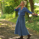 Jupe Tao — Velours côtelé bleu doux