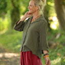 Blouse Lueur — Double gaze de coton vert ortie