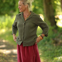 Blouse Lueur — Double gaze de coton vert ortie