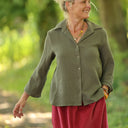 Blouse Lueur — Double gaze de coton vert ortie