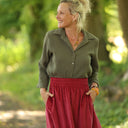 Blouse Lueur — Double gaze de coton vert ortie