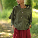 Flavie – Surchemise à capuche – Double gaze kaki