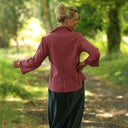 Blouse Lueur — Double gaze de coton brodée framboise
