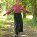 Blouse Lueur — Double gaze de coton brodée framboise