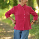 Dorine double gaze coton fuchsia