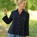 Blouse Lueur — Double gaze de coton bleu nuit