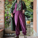 Pantalon Brieuc velours côtelé framboise