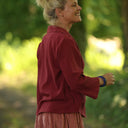 Blouse Lueur — Double gaze de coton grenat