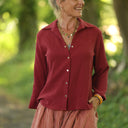 Blouse Lueur — Double gaze de coton grenat
