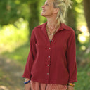 Blouse Lueur — Double gaze de coton grenat