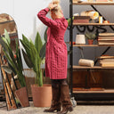 Robe Guillemette — Coton rayé Framboise intense