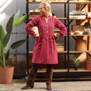 Robe Guillemette — Coton rayé Framboise intense