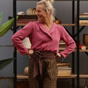 Blouse Dorine manches longues — Double gaze de coton framboise
