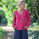 Lylou double gaze de coton rose fuchsia