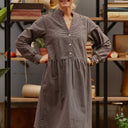 Robe Guillemette — Flanelle douce à carreaux noir et ficelle