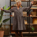 Robe Guillemette — Flanelle douce à carreaux noir et ficelle