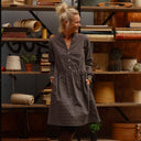 Robe Guillemette — Flanelle douce à carreaux noir et ficelle