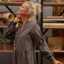 Robe Guillemette — Flanelle douce à carreaux noir et ficelle