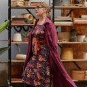 Robe Reine — Double gaze de coton lie de vin