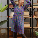 Robe Guillemette — Viscose imprimée Jardin ultraviolet