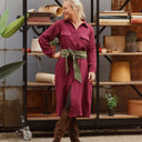 Robe Reine — Double gaze de coton lie de vin