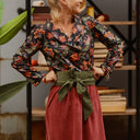 Blouse Dorine manches longues — Satin de coton Fleurs de crépuscule