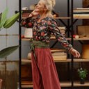 Blouse Dorine manches longues — Satin de coton Fleurs de crépuscule