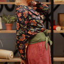 Blouse Dorine manches longues — Satin de coton Fleurs de crépuscule
