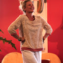 Blouse Constance — Coton brodé ficelle & bandes brodé terracotta