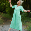 Robe Édonie — Lin vert chiné peps