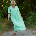Robe Édonie — Lin vert chiné peps