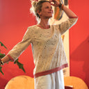 Blouse Constance — Coton brodé ficelle & bandes brodé terracotta