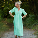 Robe Édonie — Lin vert chiné peps