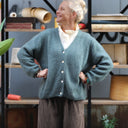 Gilet col V Hermine — mohair céladon