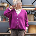 Gilet col V Hermine — mohair lilas