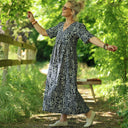 Robe Édonie — Viscose herbier bleu nuit