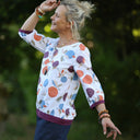 Blouse Constance — Coton fruité & bandes lin lilas