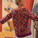 Blouse Constance — Coton crépuscule épicé & bandes lin bougainvillier