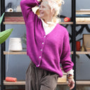 Gilet col V Hermine — mohair lilas