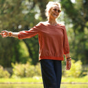 Blouse Constance — Lin terracotta & bandes terre de Sienne