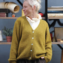 Gilet col V Hermine — mohair kiwi