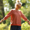 Blouse Constance — Lin terracotta & bandes terre de Sienne