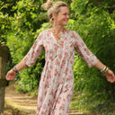 Robe Diane - Coton rayures ficelle fleuries